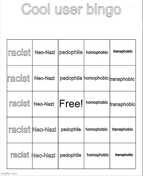 ragebait bingo Blank Meme Template