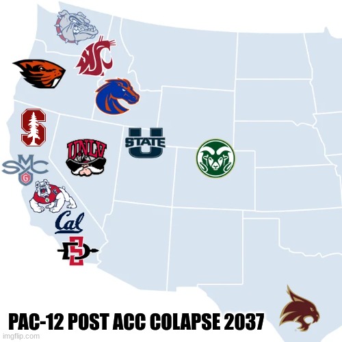 Pac-12 meme | PAC-12 POST ACC COLAPSE 2037 | image tagged in memes,college football,football,sports,conference | made w/ Imgflip meme maker