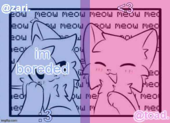 zari and toad's shared temp <3 | im boreded | image tagged in zari and toad's shared temp 3 | made w/ Imgflip meme maker
