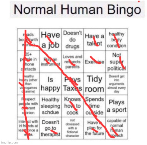 Normal human bingo | image tagged in normal human bingo | made w/ Imgflip meme maker
