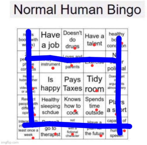 Normal human bingo | image tagged in normal human bingo | made w/ Imgflip meme maker