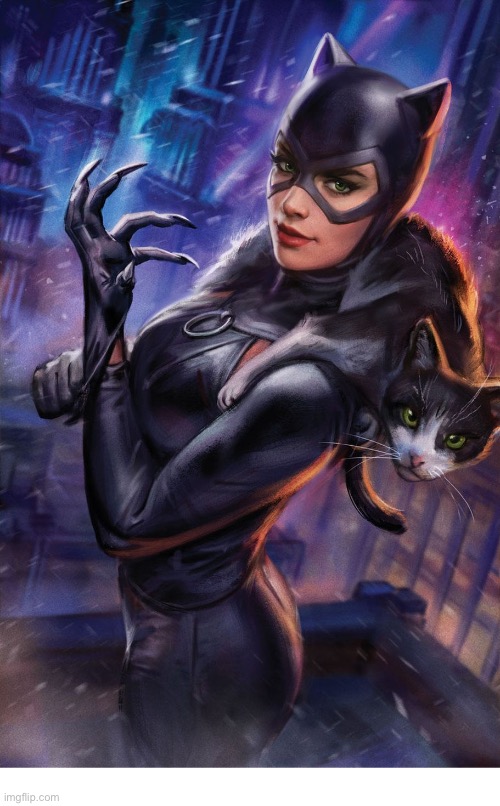Catwoman and companion | image tagged in cats | made w/ Imgflip meme maker