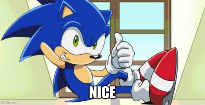 Sonic thumbs up | NICE | image tagged in sonic thumbs up | made w/ Imgflip meme maker