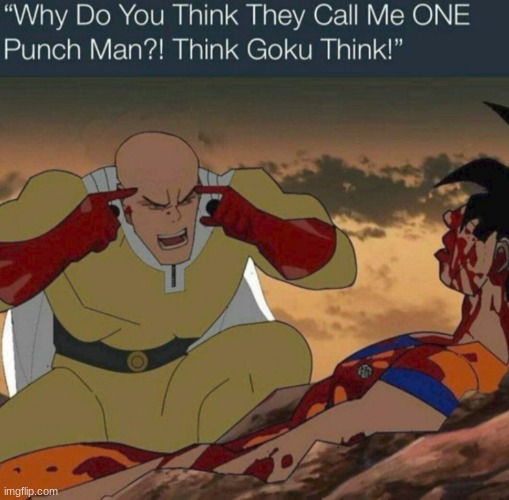 image tagged in saitama,one punch man,goku,dbz | made w/ Imgflip meme maker