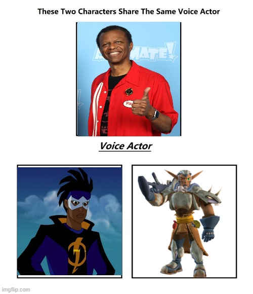 Phil LaMarr | image tagged in same voice actor,jak and daxter,static shock,phil lamarr,dc comics,playstation | made w/ Imgflip meme maker