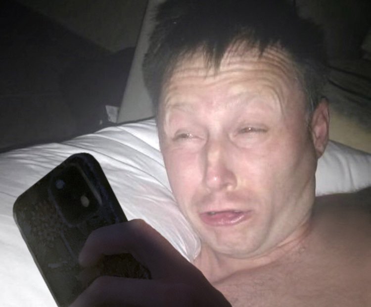 Sleepy guy with phone Blank Meme Template