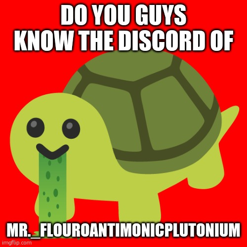 hes stalking me and i need to stalk him back | DO YOU GUYS KNOW THE DISCORD OF; MR._FLOUROANTIMONICPLUTONIUM | image tagged in turtle funne | made w/ Imgflip meme maker