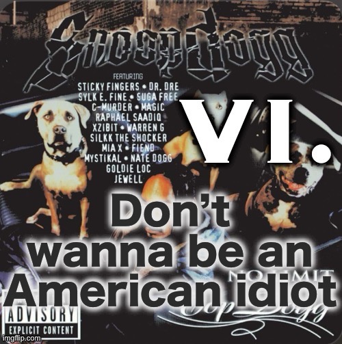 This song so fucking relevant rn | Don’t wanna be an American idiot | image tagged in vi 2nd template | made w/ Imgflip meme maker