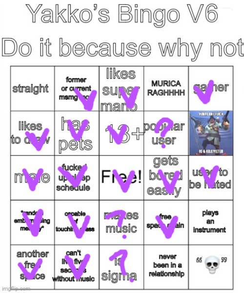 Yakko’s Bingo V6 | image tagged in yakko s bingo v6 | made w/ Imgflip meme maker