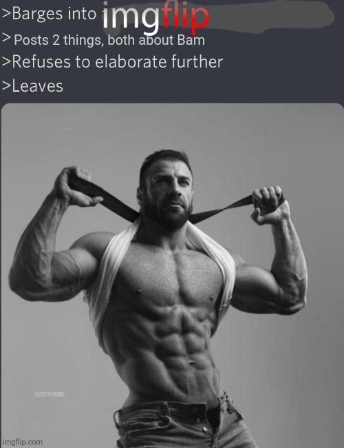 Chad Barges into discussion | Posts 2 things, both about Bam | image tagged in chad barges into discussion | made w/ Imgflip meme maker