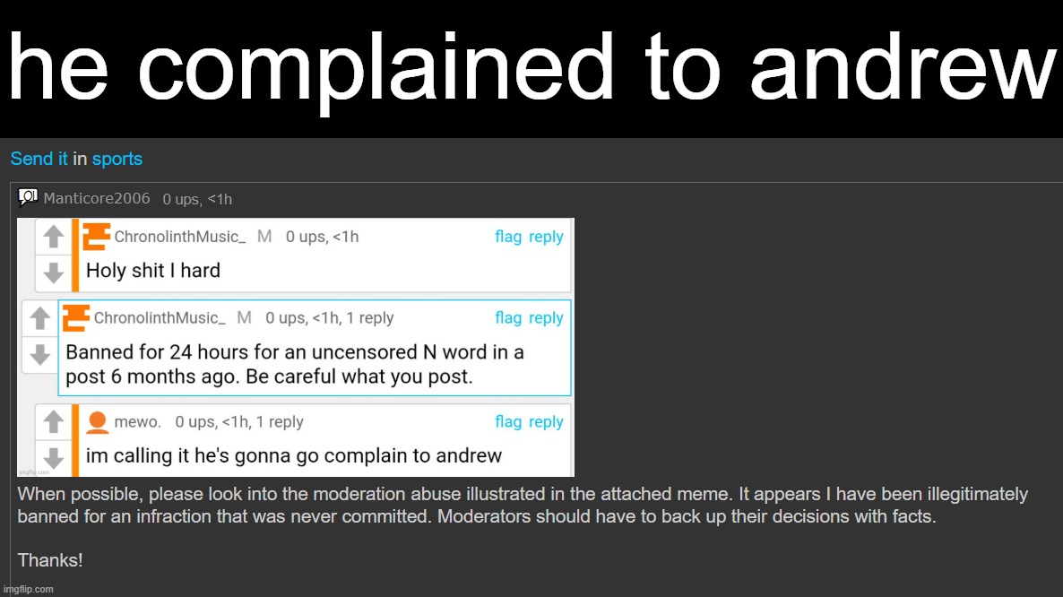 he complained to andrew | made w/ Imgflip meme maker