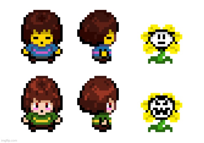 Undertale sprites in the style of the DS Pokémon games, cuz why not | image tagged in undertale,pokemon,nintendo,sprite,flowey | made w/ Imgflip meme maker