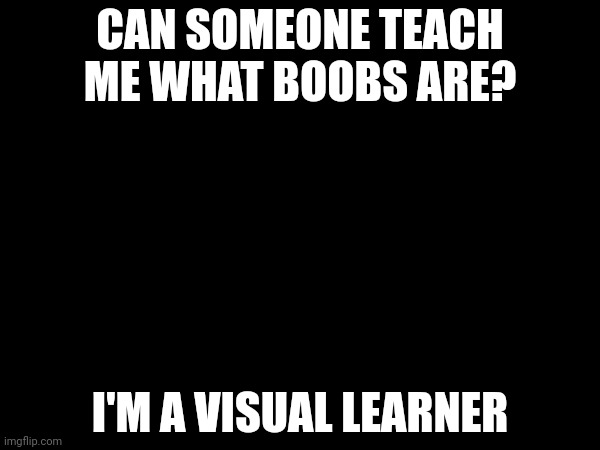 CAN SOMEONE TEACH ME WHAT BOOBS ARE? I'M A VISUAL LEARNER | made w/ Imgflip meme maker