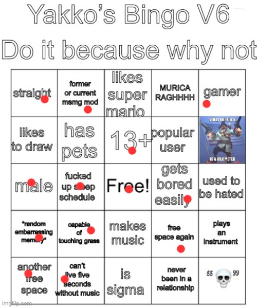 Yakko’s Bingo V6 | image tagged in yakko s bingo v6 | made w/ Imgflip meme maker
