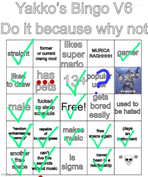 Yakko’s Bingo V6 | image tagged in yakko s bingo v6 | made w/ Imgflip meme maker