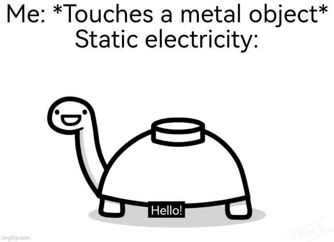 I'm now very afraid to touch metal object, because of that stupid static electricity, who is going to shock me. XD | Me: *Touches a metal object*
Static electricity: | image tagged in memes,metal,electricity | made w/ Imgflip meme maker