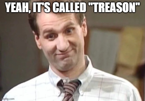 Al Bundy Yeah Right | YEAH, IT'S CALLED "TREASON" | image tagged in al bundy yeah right | made w/ Imgflip meme maker