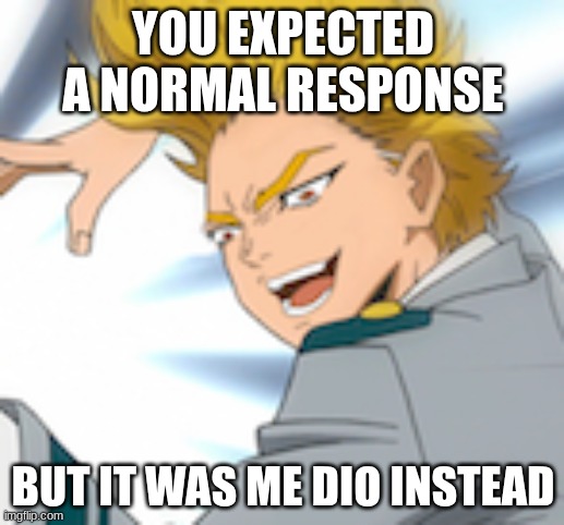 YOU EXPECTED A NORMAL RESPONSE BUT IT WAS ME DIO INSTEAD | made w/ Imgflip meme maker