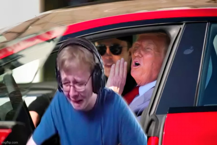 Trump Shouts From Tesla | image tagged in trump shouts from tesla | made w/ Imgflip meme maker