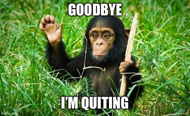 goodbye | GOODBYE; I’M QUITING | image tagged in goodbye | made w/ Imgflip meme maker