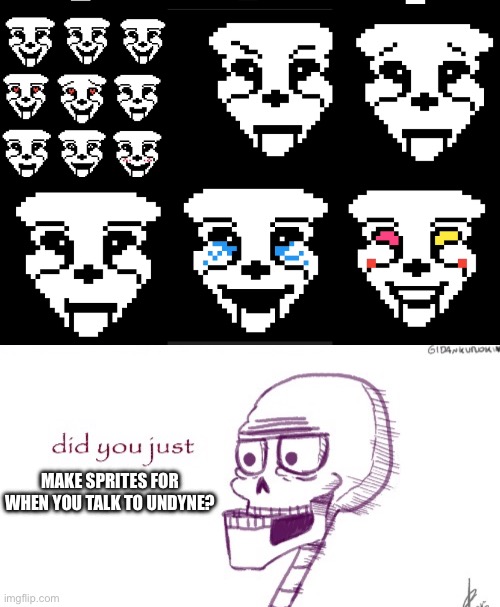 I know I got [[BIGSHOT]] colour scheme wrong, but it’s too late now. | MAKE SPRITES FOR WHEN YOU TALK TO UNDYNE? | made w/ Imgflip meme maker