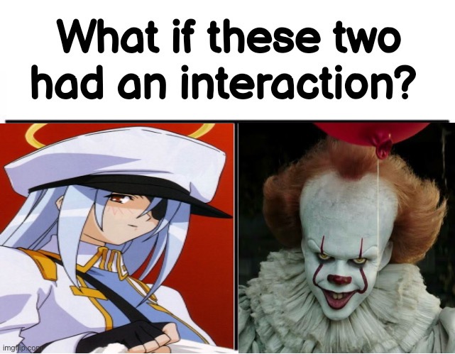 What if Zakuro Mitsukai and pennywise had an interaction? | image tagged in what if these two had an interaction,angel,clown,pennywise,horror,comedy | made w/ Imgflip meme maker