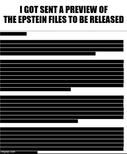 Leaked Epstein Docs | I GOT SENT A PREVIEW OF THE EPSTEIN FILES TO BE RELEASED | image tagged in jeffrey epstein,epstein,pedophile,deep state,national security,maga | made w/ Imgflip meme maker