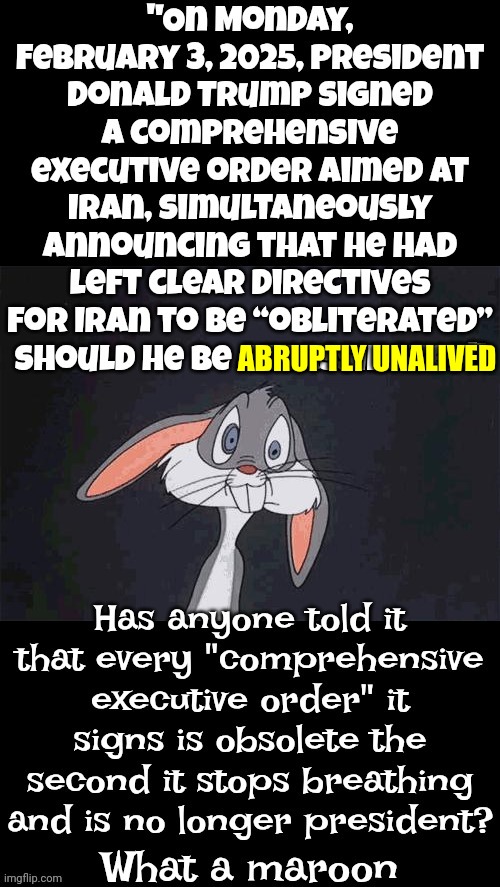 What A Maroon | ABRUPTLY UNALIVED | image tagged in trump is a moron,donald trump is an idiot,donald trump is a convicted rapist,lock him up,memes,maga | made w/ Imgflip meme maker
