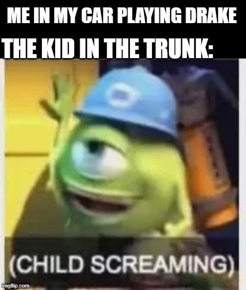 I Hear You Like Em Young | THE KID IN THE TRUNK:; ME IN MY CAR PLAYING DRAKE | image tagged in dark humor | made w/ Imgflip meme maker