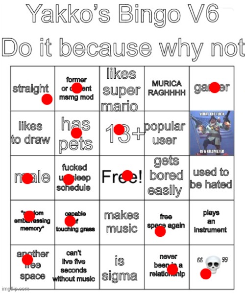Yakko’s Bingo V6 | image tagged in yakko s bingo v6 | made w/ Imgflip meme maker