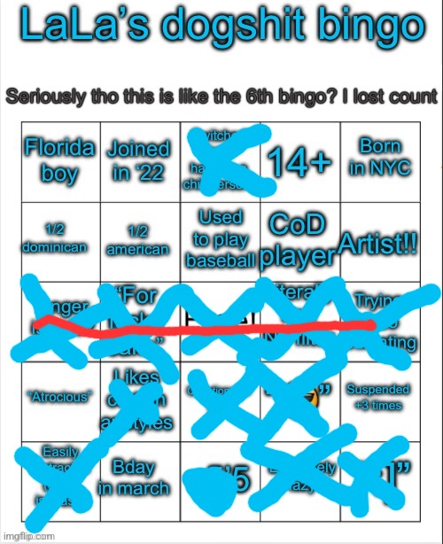 LaLa’s bingo V6 i think idk | image tagged in lala s bingo v6 i think idk | made w/ Imgflip meme maker