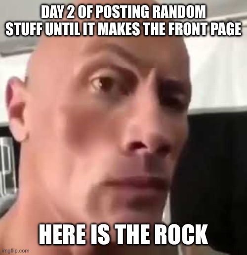 Here we go again | DAY 2 OF POSTING RANDOM STUFF UNTIL IT MAKES THE FRONT PAGE; HERE IS THE ROCK | image tagged in the rock eyebrows | made w/ Imgflip meme maker