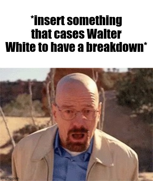 DeviantArt Fill-in Memes in a Nutshell | *insert something that cases Walter White to have a breakdown* | image tagged in walter white,deviantart | made w/ Imgflip meme maker