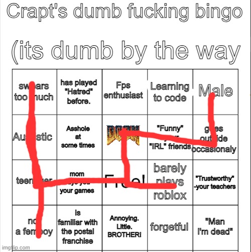 Updated verson of crapt's bingo | image tagged in updated verson of crapt's bingo | made w/ Imgflip meme maker