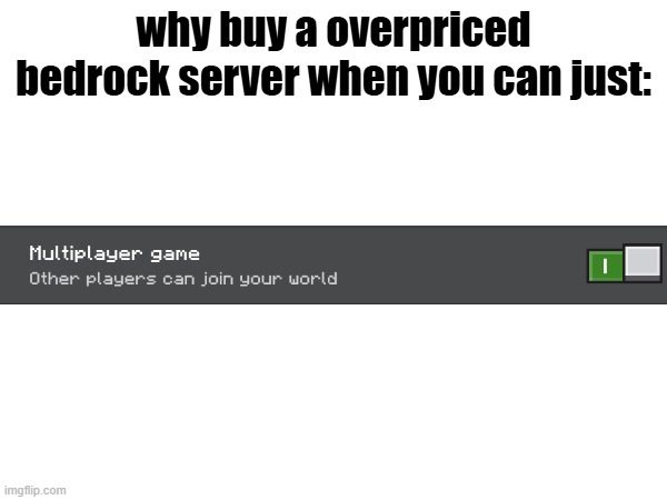 piracy but not piracy | why buy a overpriced bedrock server when you can just: | made w/ Imgflip meme maker