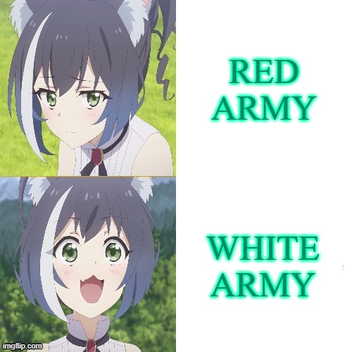 only real men prefer the white army over the red army | RED ARMY; WHITE ARMY | image tagged in kyaru hotline bling,communism,princess,based,cat,history | made w/ Imgflip meme maker