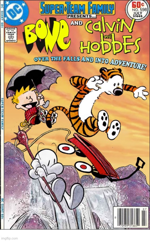 Another classic character mash-up… | image tagged in calvin and hobbes | made w/ Imgflip meme maker