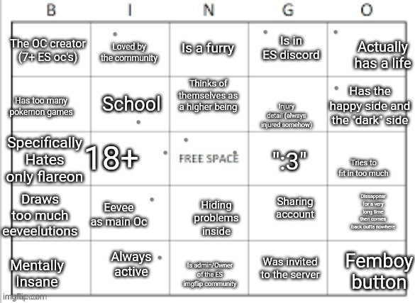 ES bingo board | image tagged in es bingo board | made w/ Imgflip meme maker