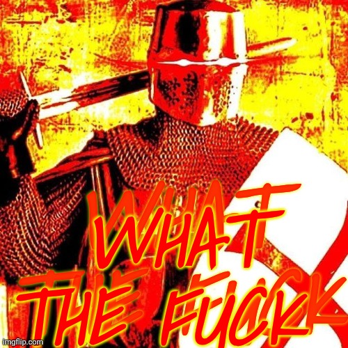 Deep Fried Crusader | WHAT THE FUCK WHAT THE FUCK | image tagged in deep fried crusader | made w/ Imgflip meme maker