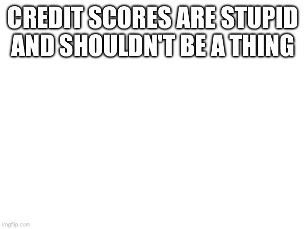 Anyone can agree | CREDIT SCORES ARE STUPID AND SHOULDN'T BE A THING | made w/ Imgflip meme maker