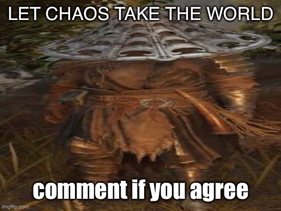 YEAHHHHHHH | LET CHAOS TAKE THE WORLD; comment if you agree | image tagged in elden ring | made w/ Imgflip meme maker