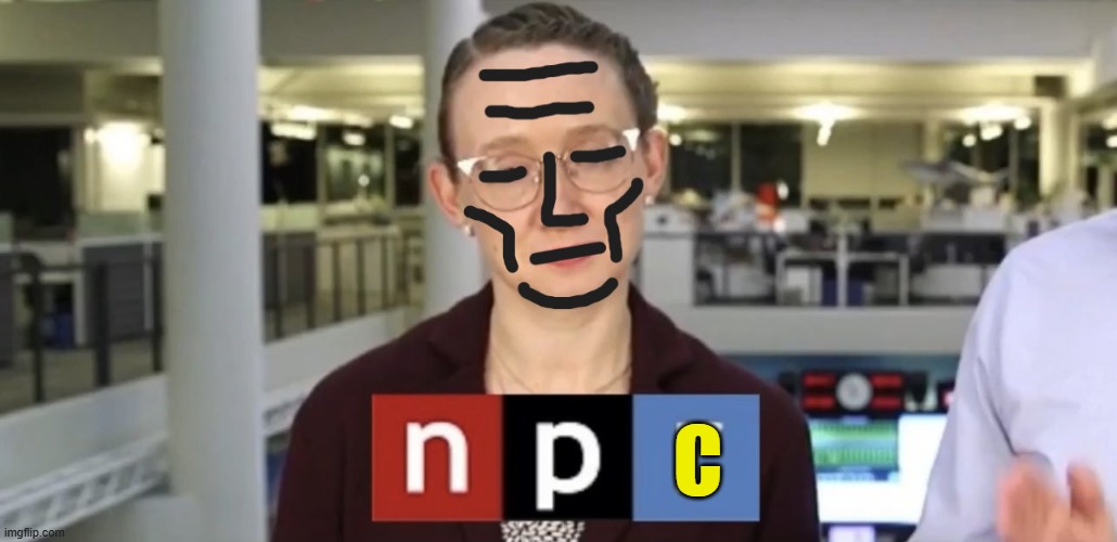 is it NPR or NPC | C | image tagged in fake news,biased media,usaid,tds,npc meme,npc | made w/ Imgflip meme maker