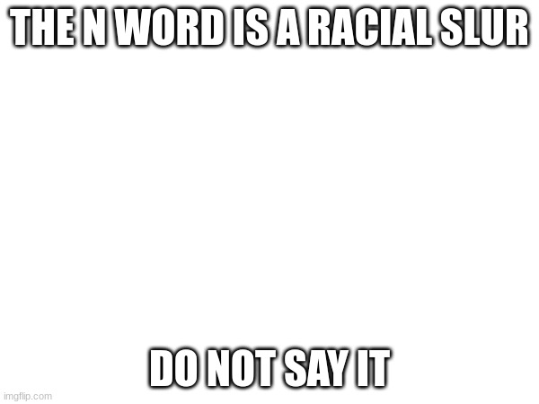 THE N WORD IS A RACIAL SLUR; DO NOT SAY IT | made w/ Imgflip meme maker