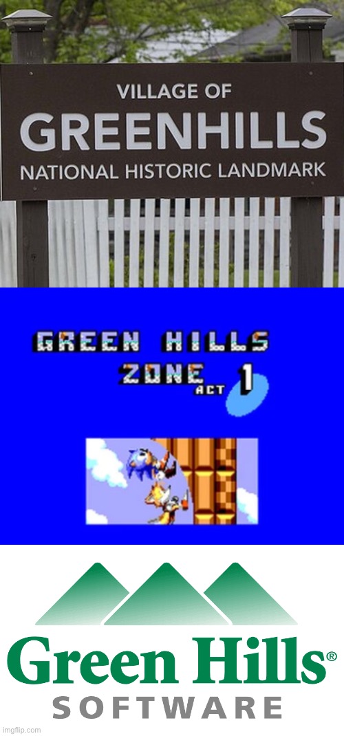 Green hills zone be like | image tagged in village of greenhills zone,greenhills zone,greenhills software | made w/ Imgflip meme maker