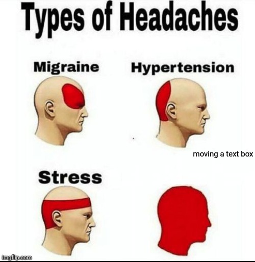 moving a text box | image tagged in types of headaches meme | made w/ Imgflip meme maker