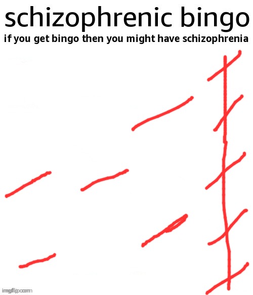 schizophrenic bingo | image tagged in schizophrenic bingo | made w/ Imgflip meme maker