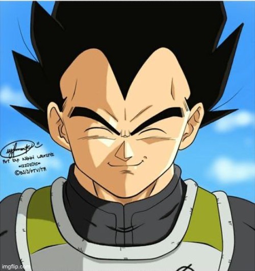 Smiling Vegeta | image tagged in smiling vegeta | made w/ Imgflip meme maker