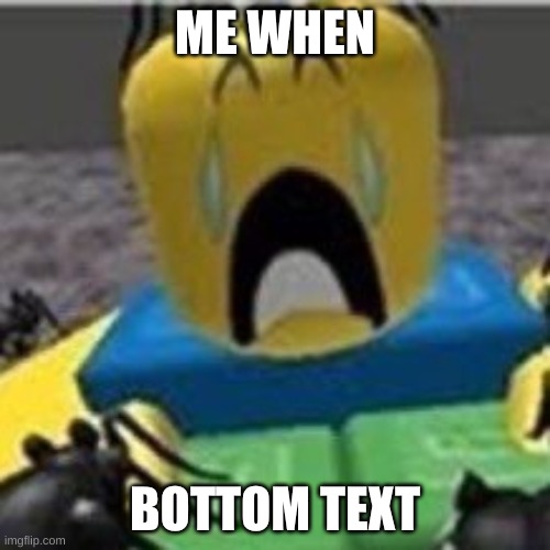 Crying Noob | ME WHEN; BOTTOM TEXT | image tagged in crying noob,roblox | made w/ Imgflip meme maker