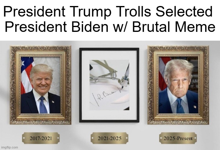 Well deserved truth, Trump style! | President Trump Trolls Selected 
President Biden w/ Brutal Meme | image tagged in donald trump,truth,joe biden,auto pen,how far we had fallen,political humor | made w/ Imgflip meme maker