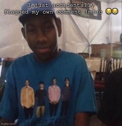 Sorry mods | I just accidentally flagged my own comment lmfao 😭😭 | image tagged in weezer the creator | made w/ Imgflip meme maker